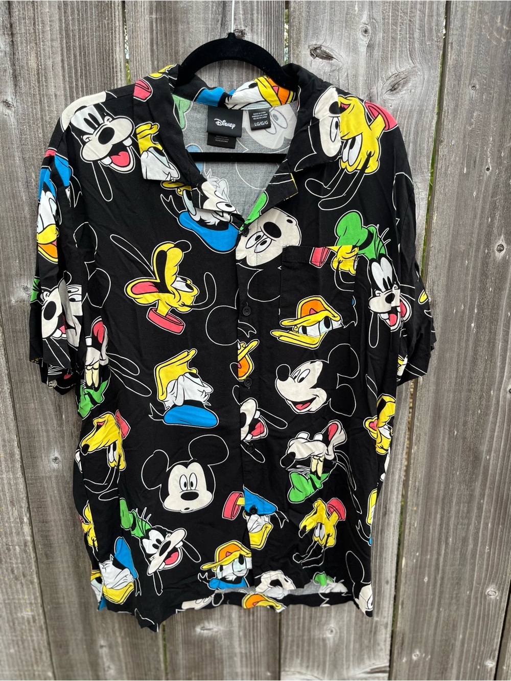 Disney Black Mickey & Friends Button-Up Shirt